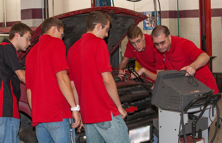 Students in auto lab